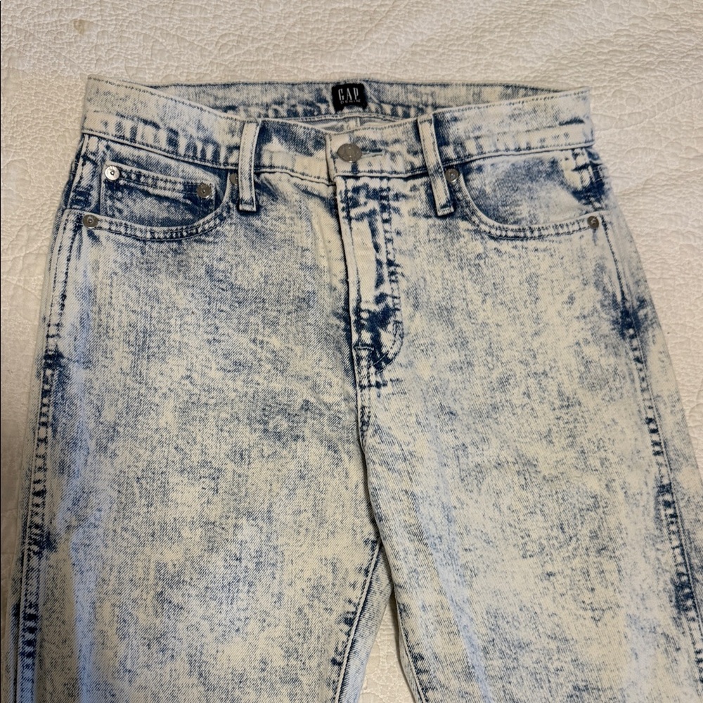 GAP Light Blue and White Distressed Denim Pants